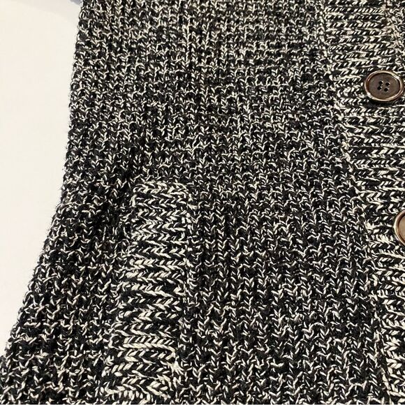Charter Club Black/White Short Sleeve Button Front Knit Long Line Cardigan Med. - Picture 9 of 12